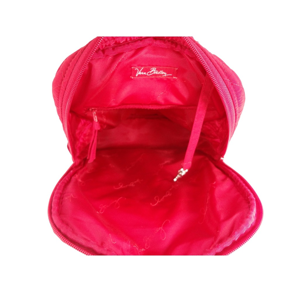 Vera Bradley Quilted Microfiber Backpack Small Red Excellent Diamond Flap - Picture 5 of 9